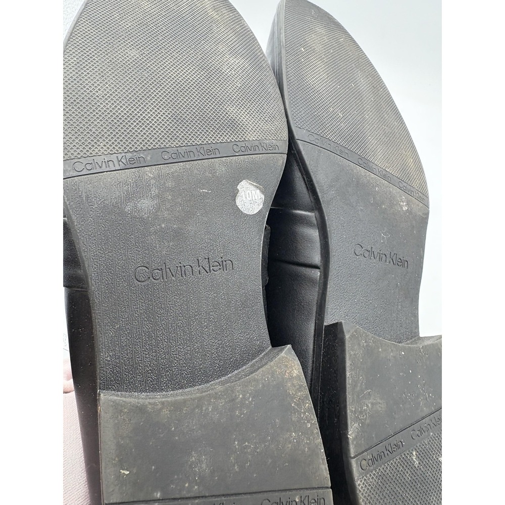 Calvin Klein Shoes Mens Size 10 Black Synthetic Slip On Square Toe Dress Loafers - Picture 6 of 7